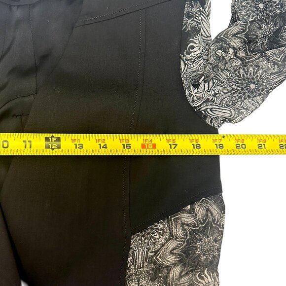 Helmut Lang Black Wool Silk Lightweight Blazer Sheer Floral Sleeves Size 4 - Picture 12 of 13